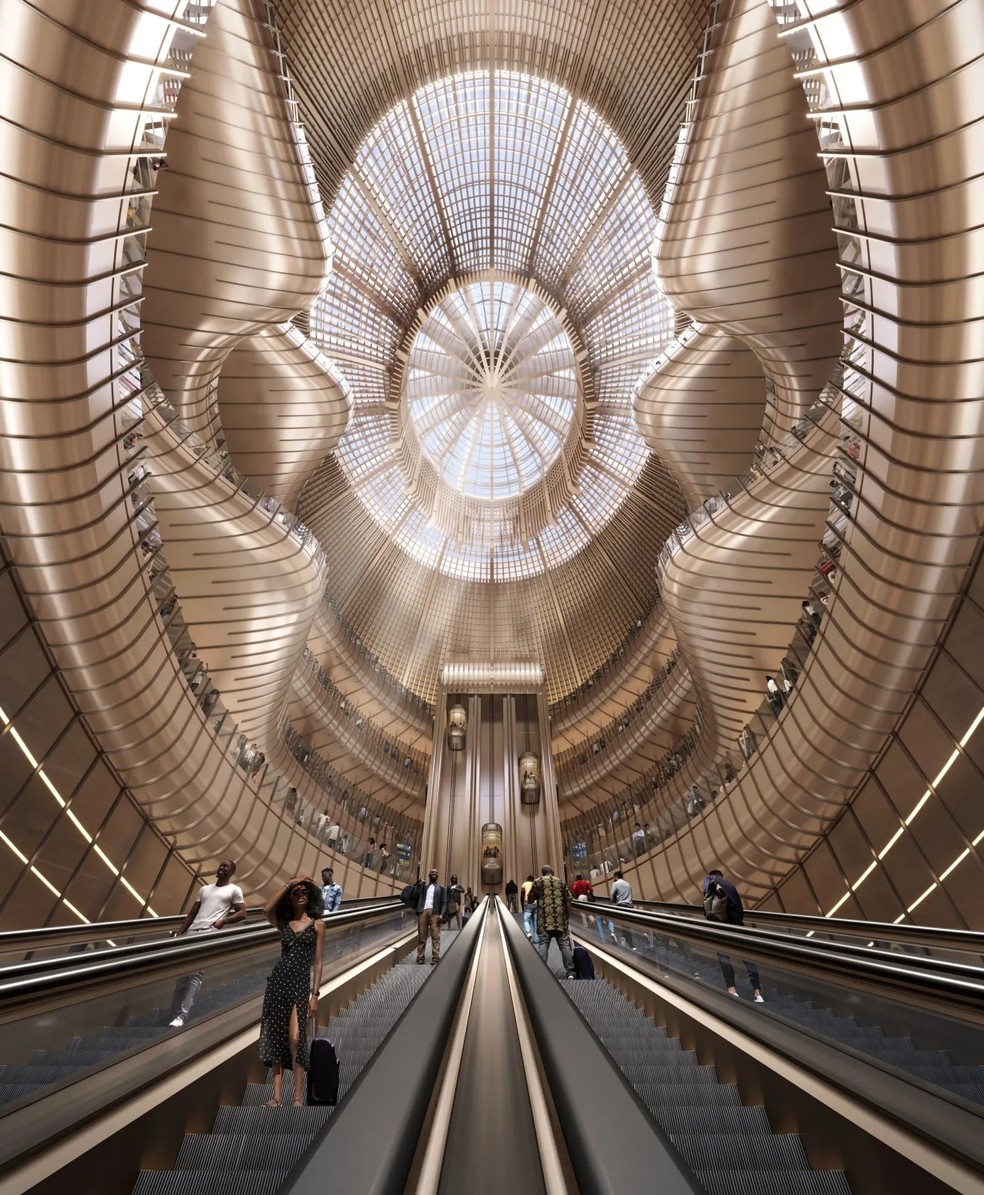 Etiópia investe mais de R$ 65 bilhões para ter o maior aeroporto da África — Foto: Divulgação/X-Universe