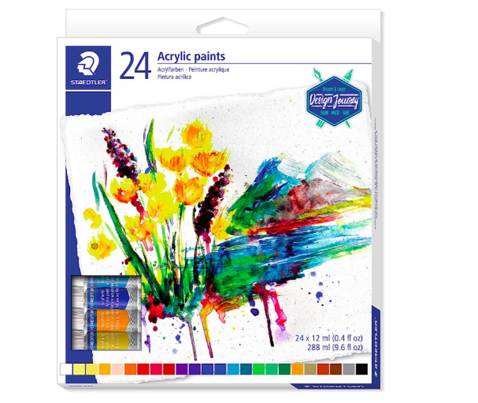 Conjunto com 24 cores de tinta acrílica — Foto: Reprodução/Amazon