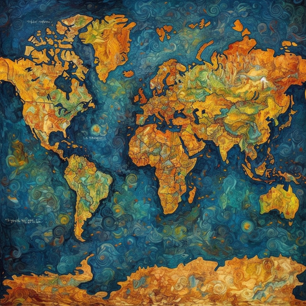 O mapa-mundi de Vincent van Gogh — Foto: Divulgação