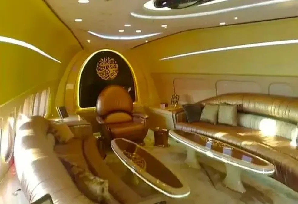 Avaliado em R$ 1 bilhão, avião usado pelo time Al-Hilal impressiona por luxo — Foto: Reprodução/Instagram