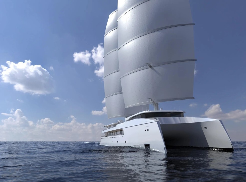 Maior catamarã à vela do mundo é construído na Austrália — Foto: Divulgação/Echo Yachts