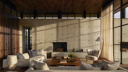 Décor do dia: sala de estar e jantar com concreto e madeira