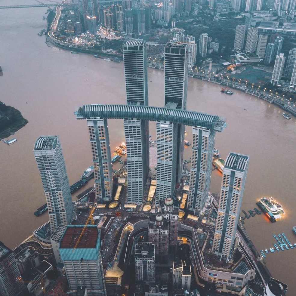 Raffles City Chongqing, na China, projetado por Safdie Architects — Foto: Safdie Architects and CapitaLand