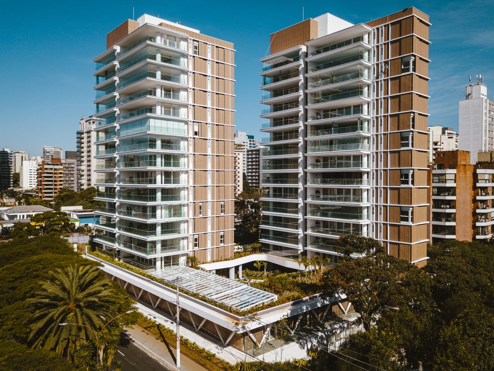 Construído pela Trisul, o edifício Oscar Ibirapuera homenageia a arquitetura modernista de Oscar Niemeyer — Foto: Divulgação
