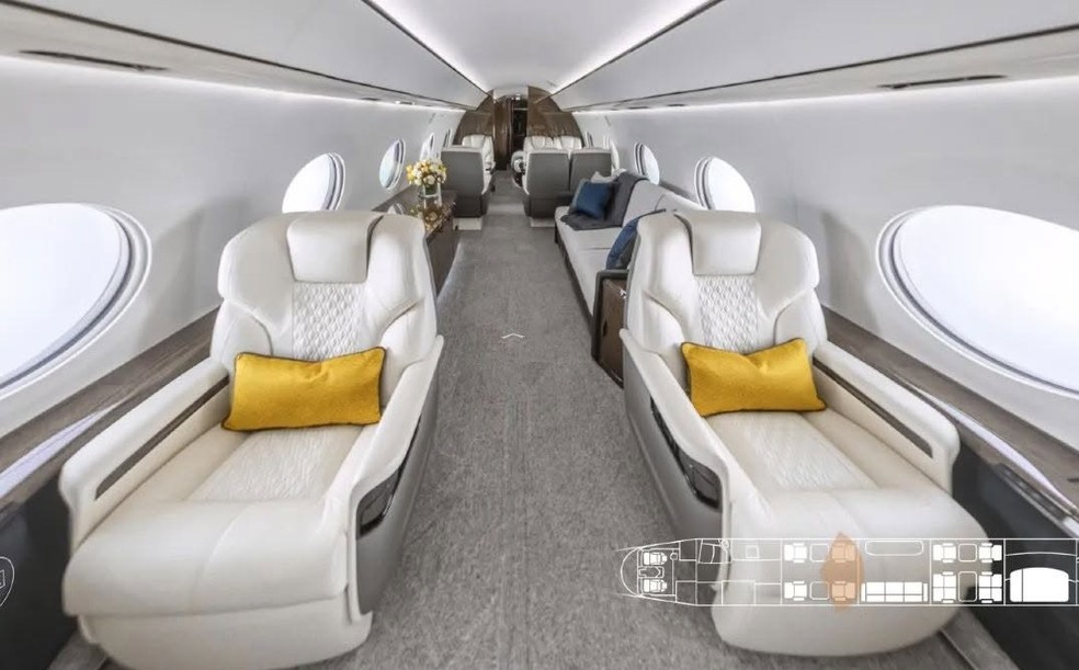 Veja interiores do avião que fez viagem em tempo recorde — Foto: Divulgação
