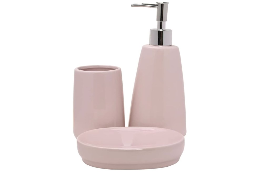  Jogo de banheiro rosa claro — Foto: Reprodução/Amazon