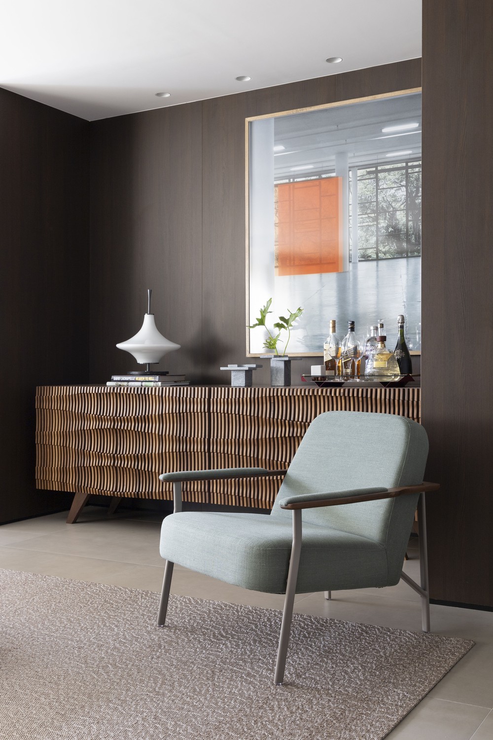 Décor do dia: área social com sofá-ilha e varanda gourmet