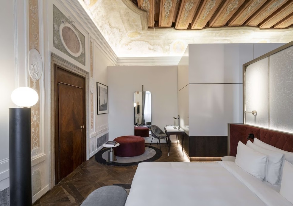 A Presidential Suite Vittoria possui diárias de R$ 7,3 mil — Foto: Divulgação/Radisson Collection Hotel, Palazzo Nani Venice