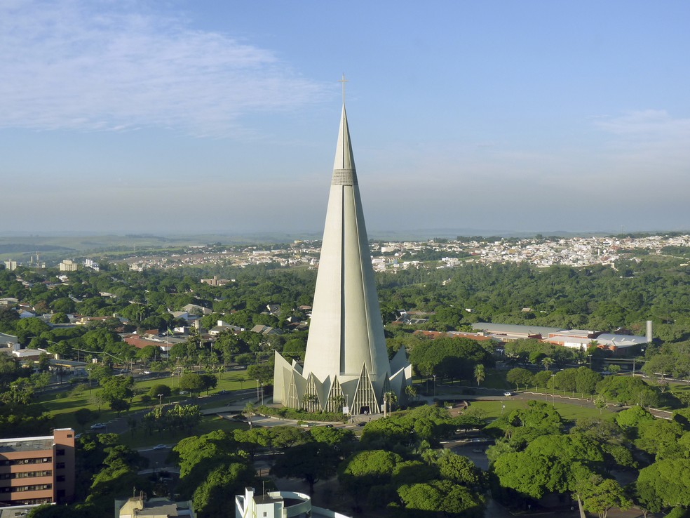 A Catedral Basílica Menor de Nossa Senhora da Glória chama a atenção na cidade de Maringá — Foto: Getty Images