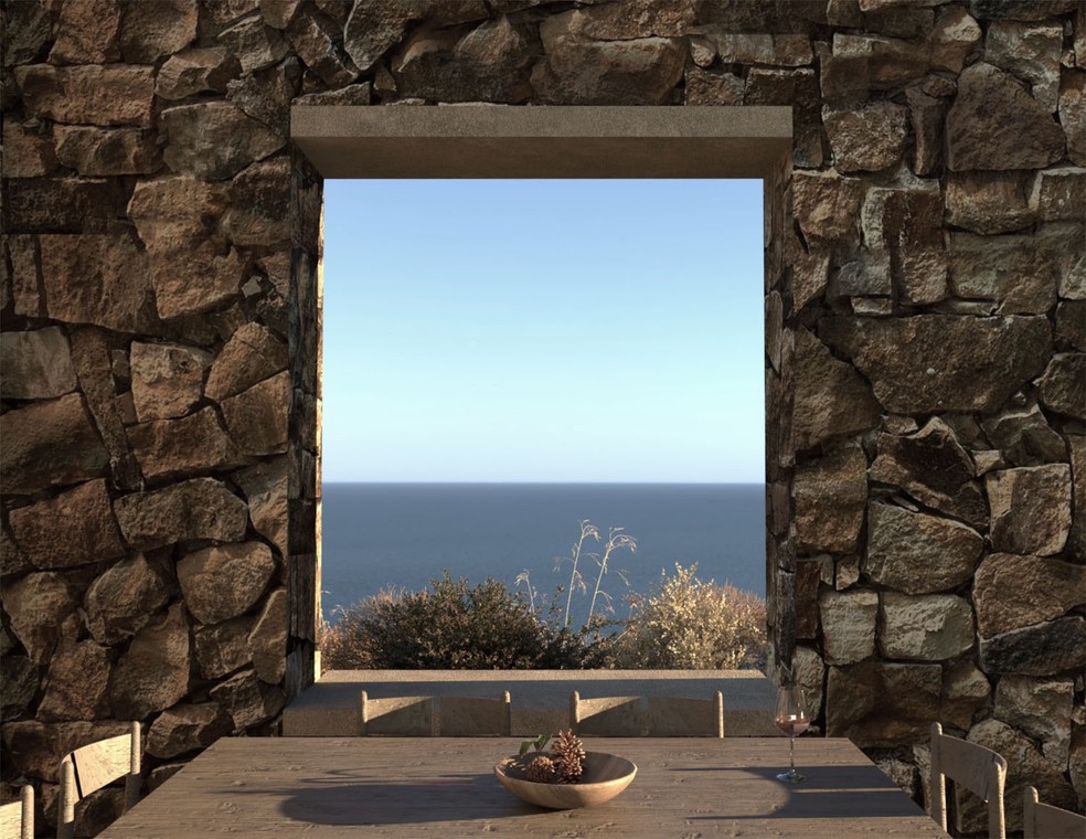 A casa tem 230 m² vista para o mar Egeu — Foto: Divulgação