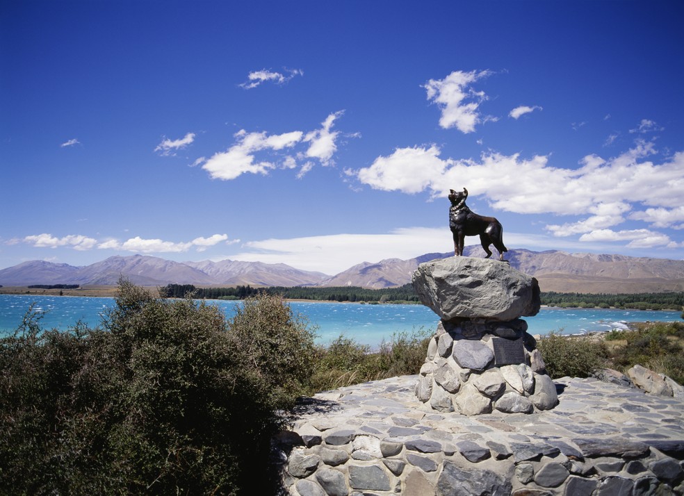 Estátua em bronze de cão pastor Collie — Foto: Getty Images