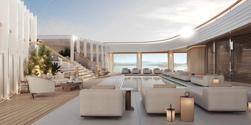Cada residência contará ainda com terraço com vista para o mar, piscinas privativas de borda infinita e um mordomo pessoal — Foto: Divulgação