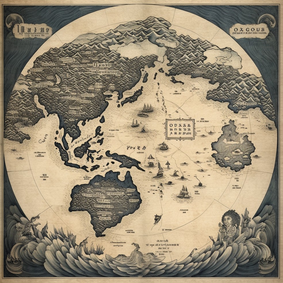  O mapa-mundi de Hokusai — Foto: Divulgação