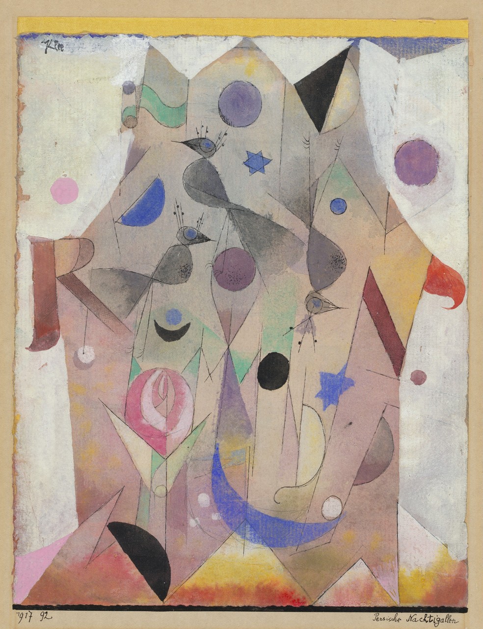 Obra 'Persische Nachtigallen' (1917), de Paul Klee. Nascido na Suíça em 1879, o pintor ficou conhecido por explorar profundamente a teoria das cores, além de ser um dos principais mestres ativos na Bauhaus — Foto: Heritage Art/Heritage Images via Getty Images
