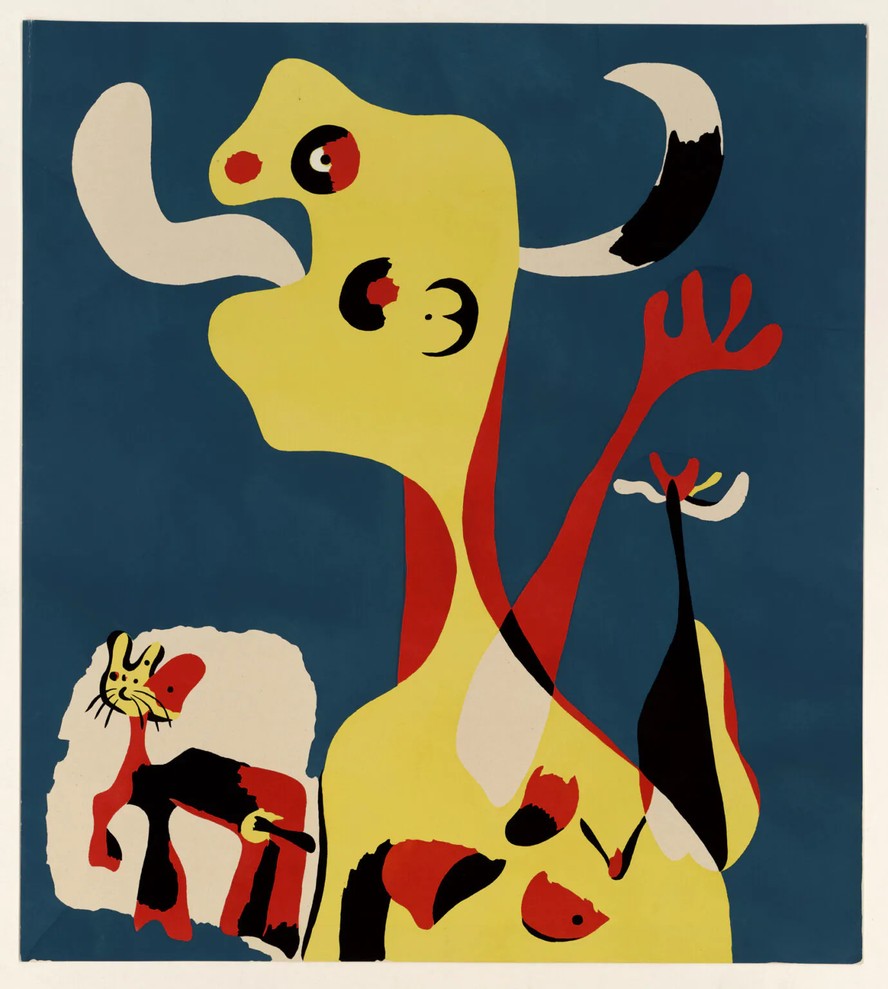 Mulher e cachorro diante da Lua (1935), de Joan Miró