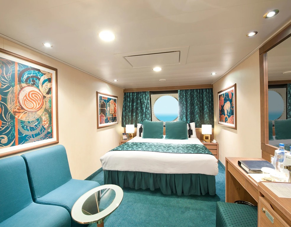 Quarto em cabine de navio de cruzeiro é opção de acomodação para turistas na Copa do Catar — Foto: Divulgação