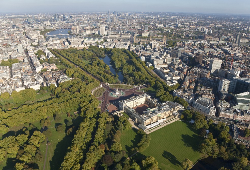 Vista aérea do Palácio de Buckingham, em Londres — Foto: Michael Dunning/Getty Images