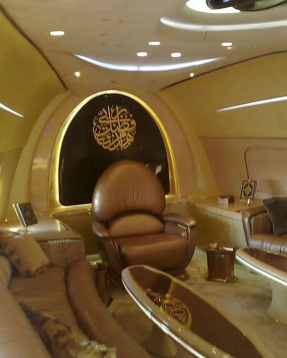 Avaliado em R$ 1 bilhão, avião usado pelo time Al-Hilal impressiona por luxo — Foto: Reprodução/Instagram