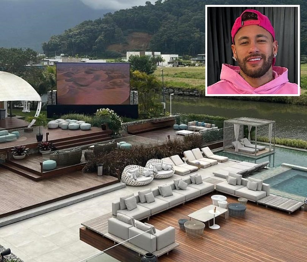 Neymar mostra novas fotos da mansão em Mangaratiba com cinema open air — Foto: Reprodução/Instagram