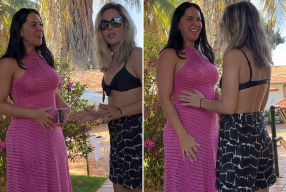 Graciele e Zezé Di Camargo celebram gravidez com Wanessa Camargo na fazenda É o Amor — Foto: Reprodução/@gracielelacerdaoficial