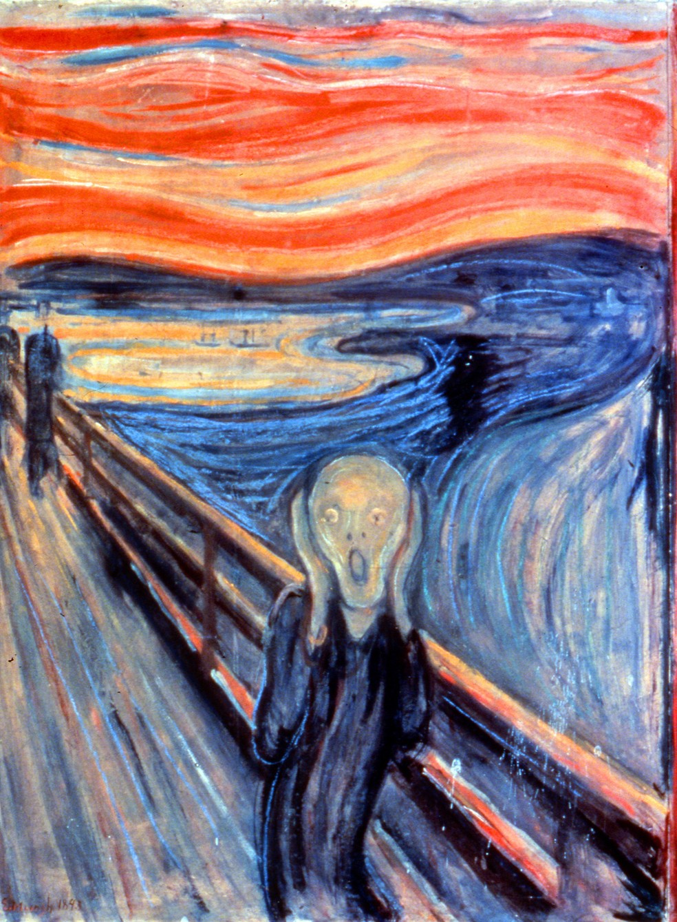 Na pintura O Grito, a figura não grita, mas tapa os ouvidos — Foto: Getty Images