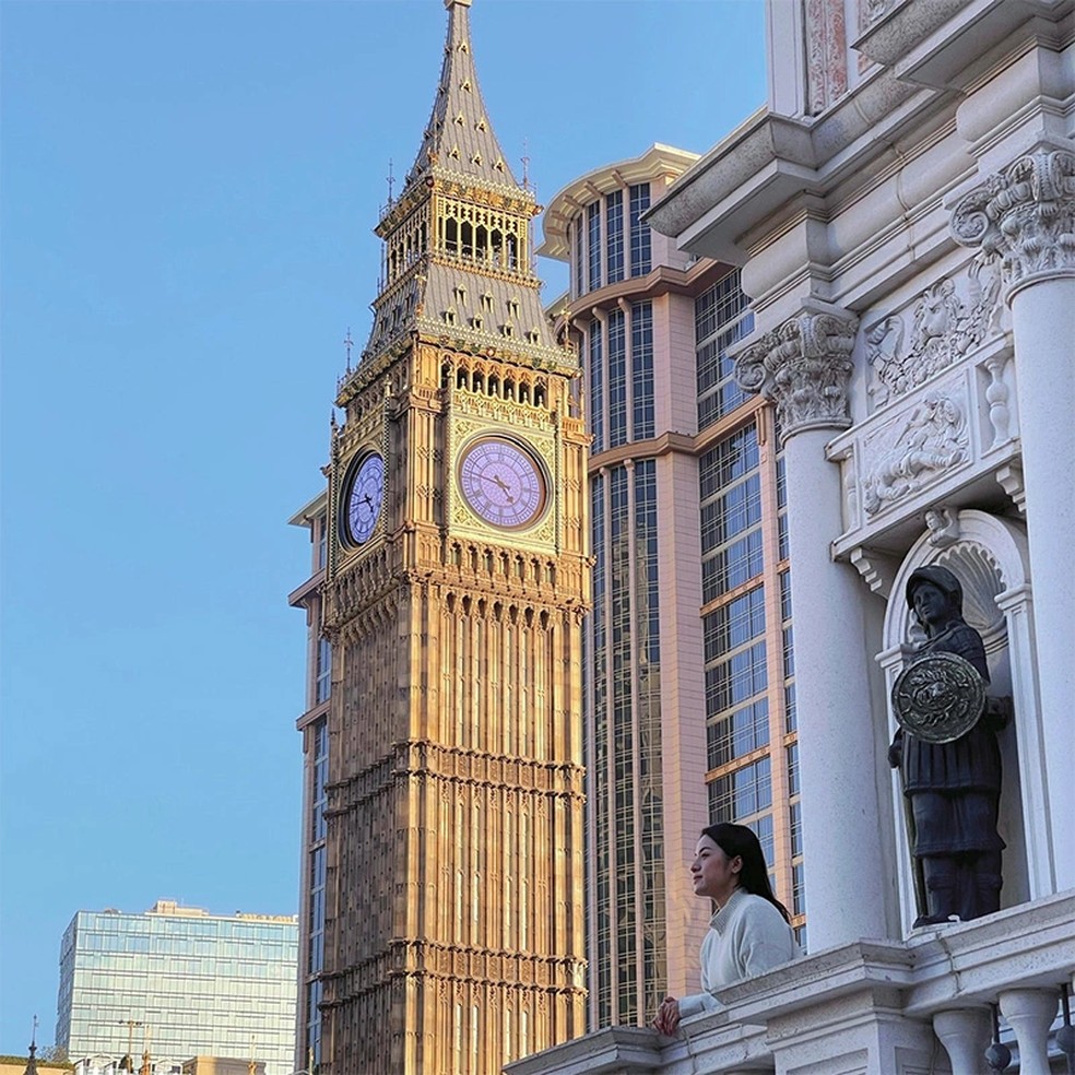 O Londoner Macao conta com uma réplica do Big Ben — Foto: Divulgação/Londoner Macao 