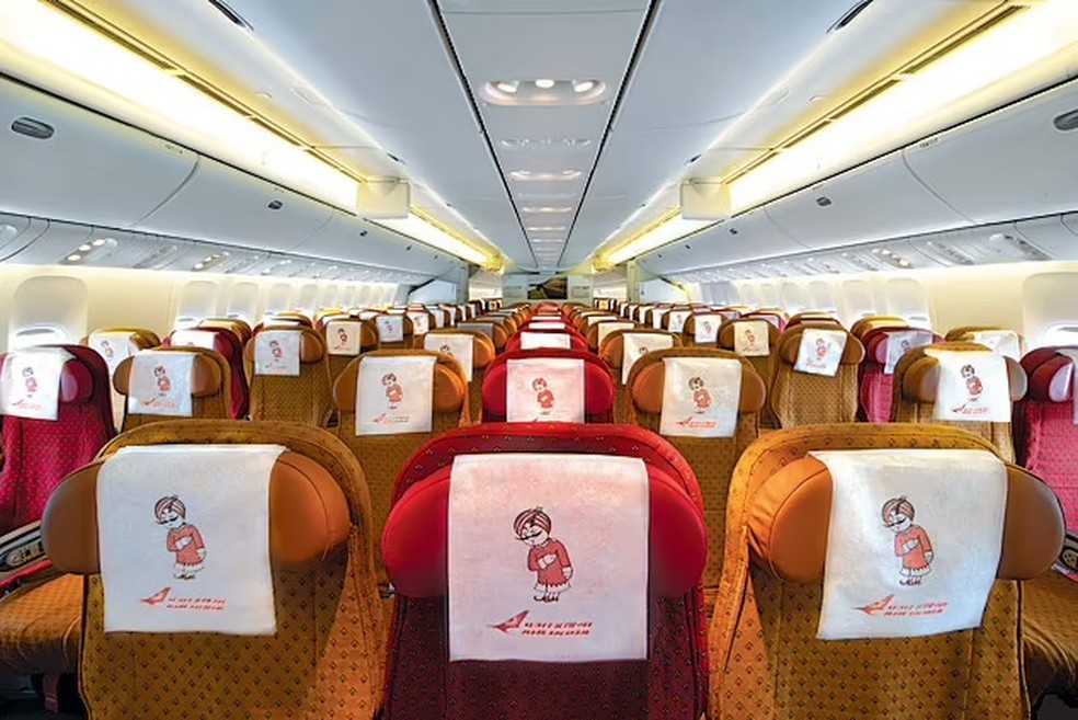 Classe econômica dos aviões da Air India — Foto: Divulgação/AirIndia