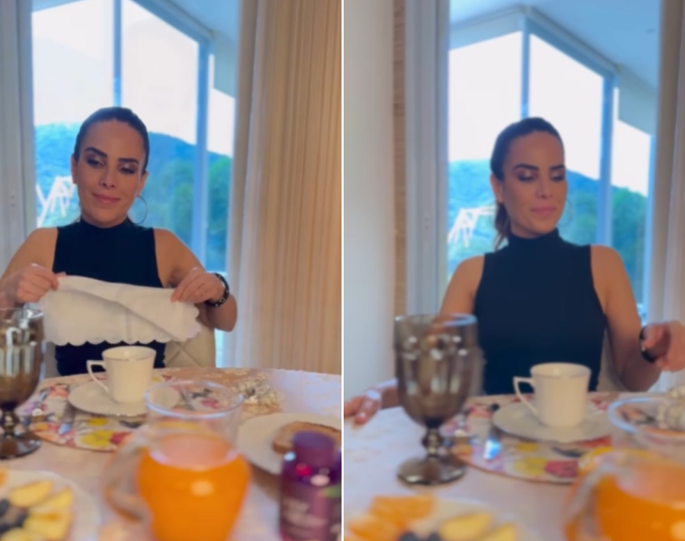 Wanessa tomando café calmamente na mansão — Foto: Reprodução/Instagram