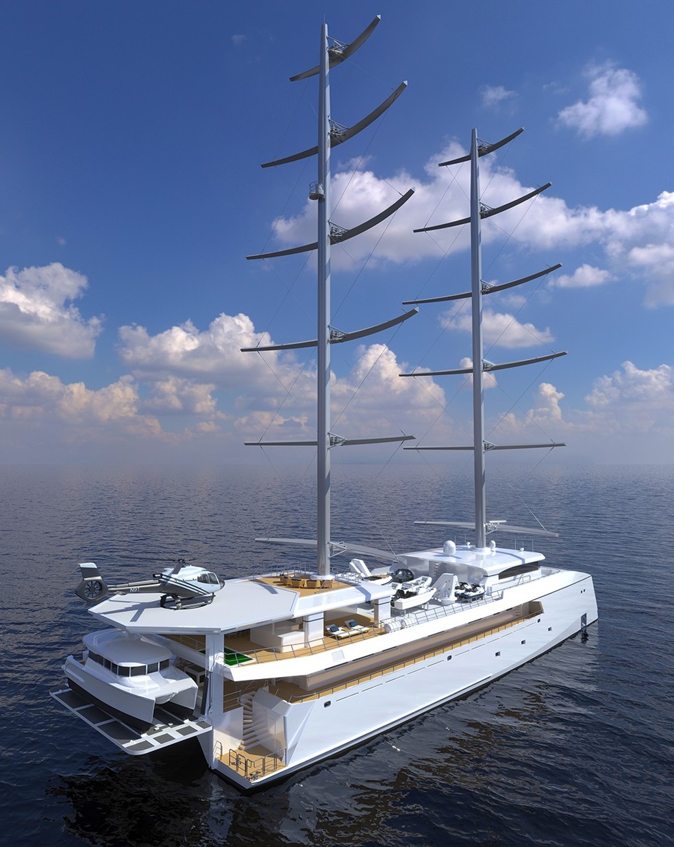 Maior catamarã à vela do mundo é construído na Austrália — Foto: Divulgação/Echo Yachts