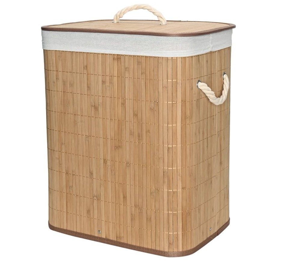Cesto de roupa suja de bambu — Foto: Reprodução/Amazon