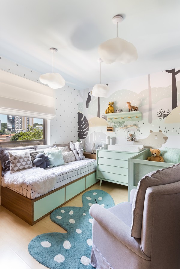 Décor do dia: quarto de bebê com decoração lúdica e marcenaria sob medida