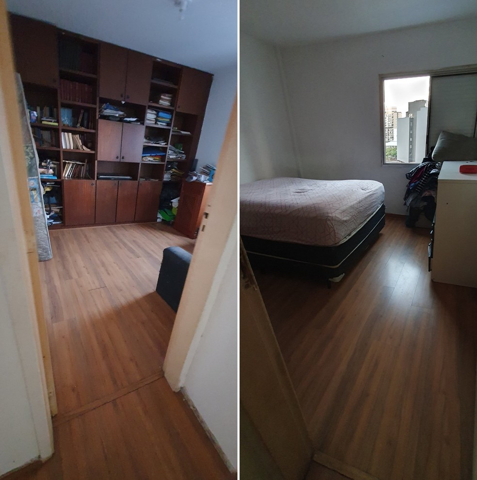 A transformação na sala e quartos — Foto: Reprodução/Twitter @homemdiarista