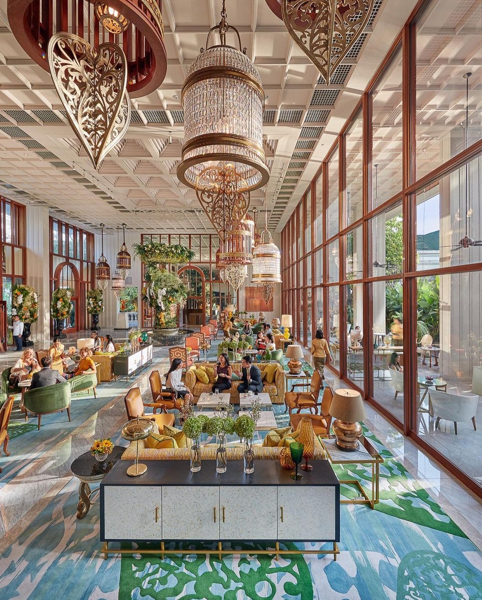 Os interiores luxuosos do hotel — Foto: Reprodução/Instagram @mo_bangkok